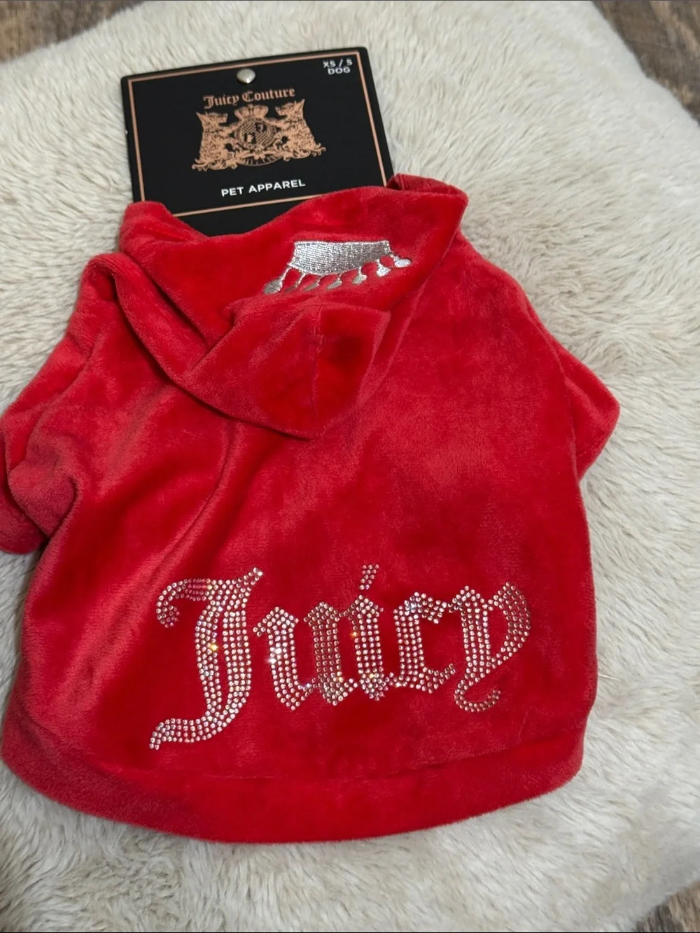 Juicy Couture XS Velour Dog Hoodie